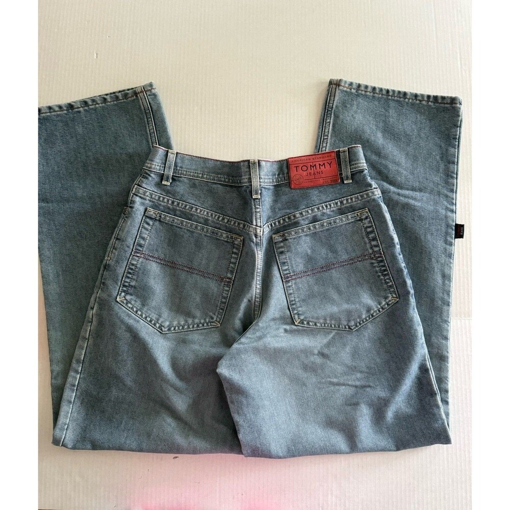 Vintage Y2K Tommy Jeans Size 30 High Rise Wide Leg BAGGY Jeans Hip Hop
